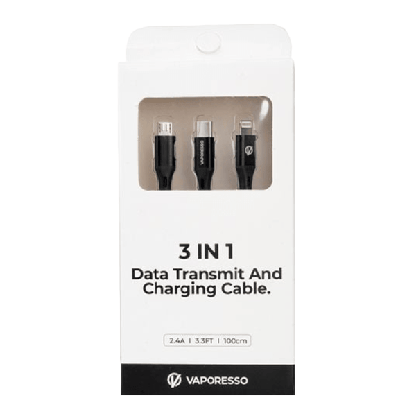 Vaporesso 3 in 1 Data Transmit & Charging Cable Vaporesso 3 in 1 Data Transmit & Charging Cable - Default Title | Free UK Delivery | Lincolnshire Vapours