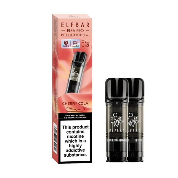 Elf Bar Elfa Pro - Cherry Cola Prefilled Pods (2 Pack) Elf Bar Elfa Pro - Cherry Cola Prefilled Pods (2 Pack) - 20mg | Free UK Delivery | Lincolnshire Vapours