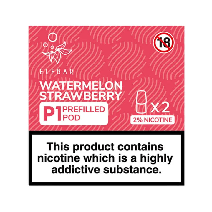 Elf Bar Mate 500 P1 Watermelon Strawberry Prefilled Pods (2 Pack) | Free UK Delivery | Lincolnshire Vapours