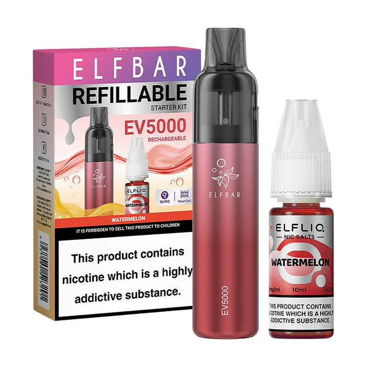 Elf Bar EV5000 - Watermelon Refillable Disposable Pod Kit | Free UK Delivery | Lincolnshire Vapours