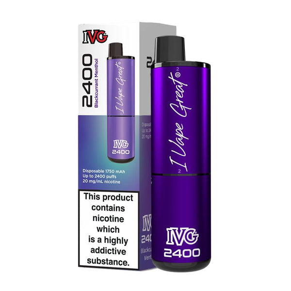 IVG 2400 - Blackcurrant Menthol Disposable Vape | Free UK Delivery | Lincolnshire Vapours