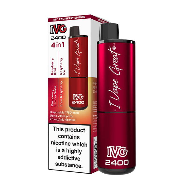 IVG 2400 - Multi Flavour Red Raspberry Edition Disposable Vape | Free UK Delivery | Lincolnshire Vapours