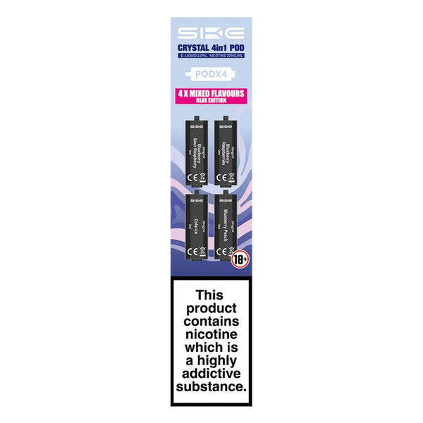 SKE Crystal 2400 4-In-1 - Blue Edition Pre-filled Pods | Free UK Delivery | Lincolnshire Vapours