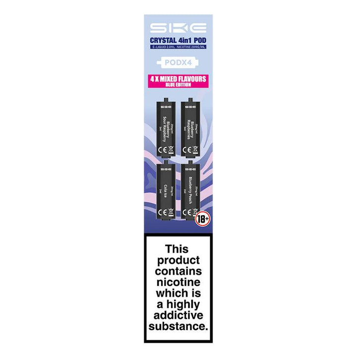 SKE Crystal 2400 4-In-1 - Blue Edition Pre-filled Pods | Free UK Delivery | Lincolnshire Vapours