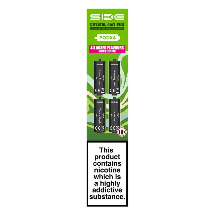 SKE Crystal 2400 4-In-1 - Green Edition Pre-filled Pods | Free UK Delivery | Lincolnshire Vapours