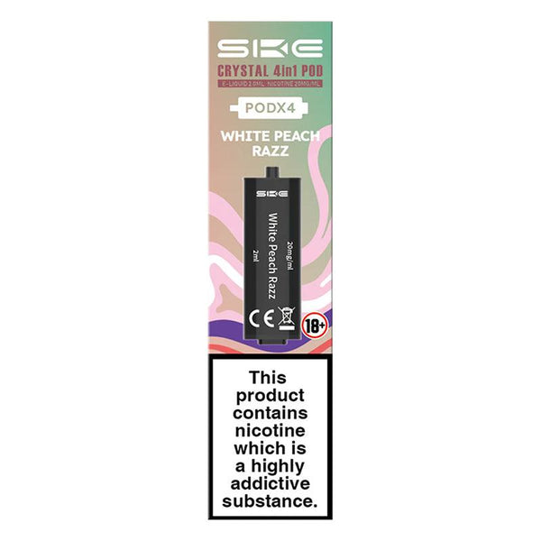 SKE Crystal 2400 4-In-1 - White Peach Razz Pre-filled Pods | Free UK Delivery | Lincolnshire Vapours