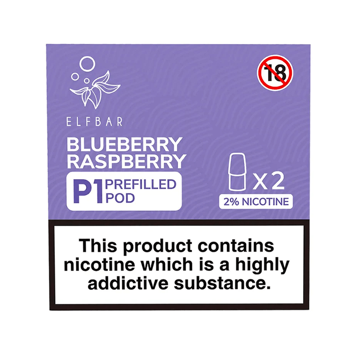 Elf Bar Mate 500 P1 Blueberry Raspberry Pods (2 Pack) | Free UK Delivery | Lincolnshire Vapours