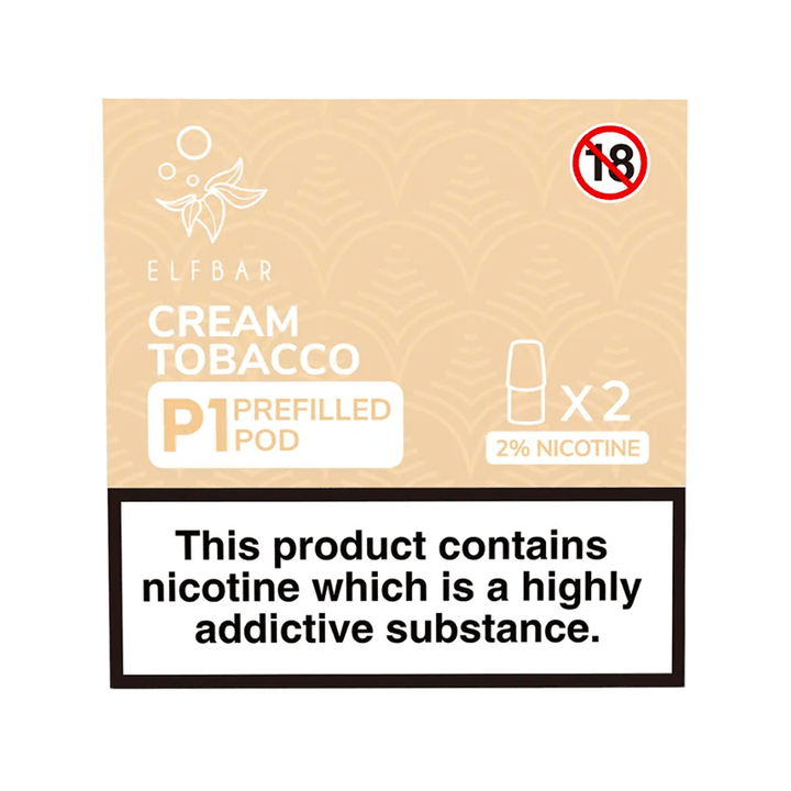 Elf Bar Mate 500 P1 Cream Tobacco Pods (2 Pack) Elf Bar Mate 500 P1 Cream Tobacco Pods (2 Pack) - undefined | Free UK Delivery | Lincolnshire Vapours