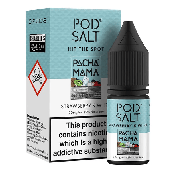 Pod Salt Fusions Charlies Chalk Dust - Pacha Mama Strawberry Kiwi Ice 10ml | Free UK Delivery | Lincolnshire Vapours