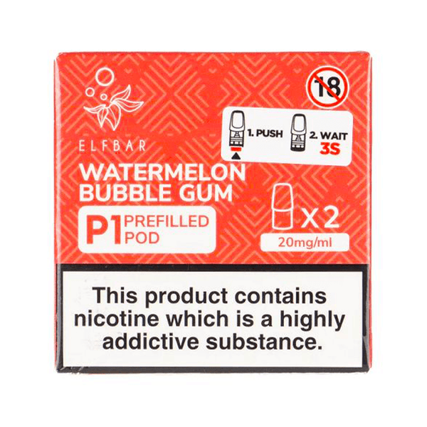 Elf Bar Mate 500 P1 Watermelon Bubble Gum Prefilled Pods (2 Pack) | Free UK Delivery | Lincolnshire Vapours