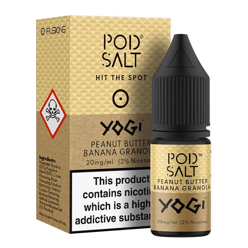 Pod Salt Fusions - Yogi Peanut Butter Banana Granola 10ml | Lincolnshire Vapours